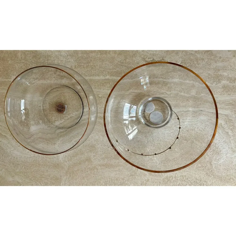 Pier 1 Gold Rim Glass Bowl Serving Floating Candles 9